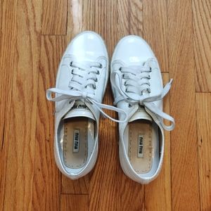 Miu miu white patent espadrille sneakers